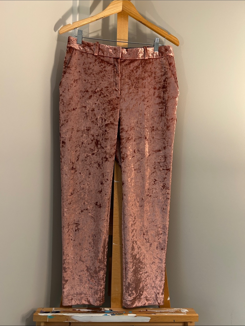 Topshop Rose Velvet Straight Leg Trousers